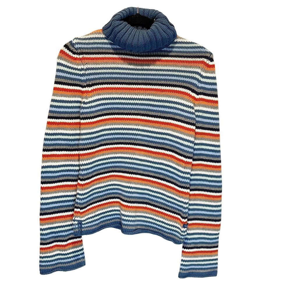 American Eagle Vintage Striped Chunky Knit Turtleneck Sweater - Medium